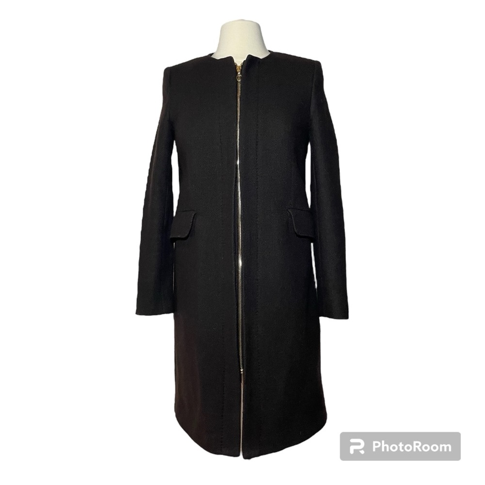 Zara Basic Brown Round Neck Wool Blends Long Coat… - image 1